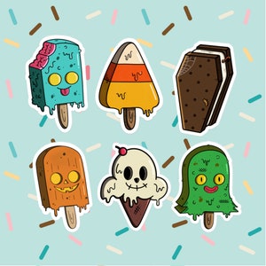 Spooky Ice Cream Sticker Pack | Ice Cream Bar Stickers | Spooky Cute Sticker | Ice Cream Decal | Summerween Stickers