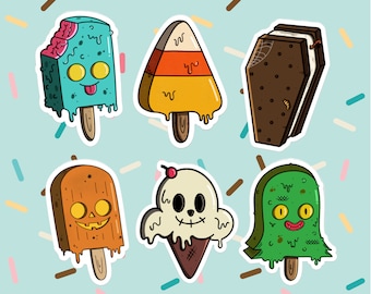 Spooky Ice Cream Sticker Pack: Summerween Vinyl Decals