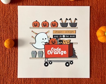 Code Orange Halloween Print | Cute Ghost Decor