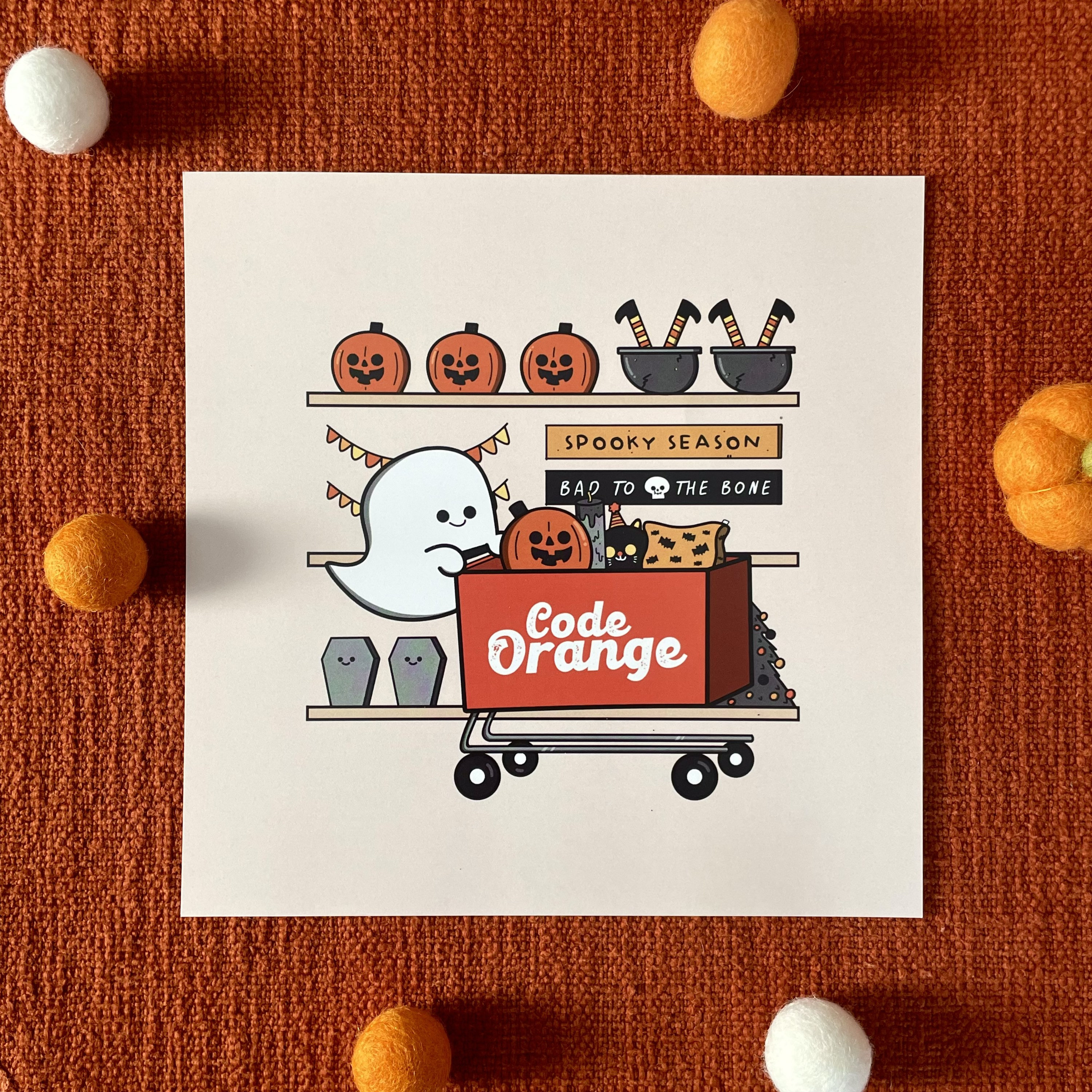 Code Orange Halloween Print | Cute Ghost Decor - Etsy