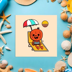 Summerween Print | Cute Pumpkin Art | Spooky Summer Art