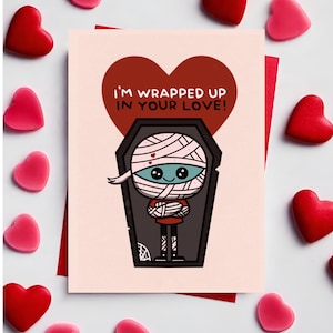 Mummy Valentine Card | Cute Mummy Valentine Card | Valloween Card | Spooky Mummy Anniversary Card
