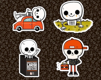 Skeleton Sticker Pack | Original Art by Spooky Shake Studios