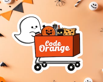 Code Orange Sticker | Halloween Shopping Sticker | Code Orange Art | Cute Halloween Sticker