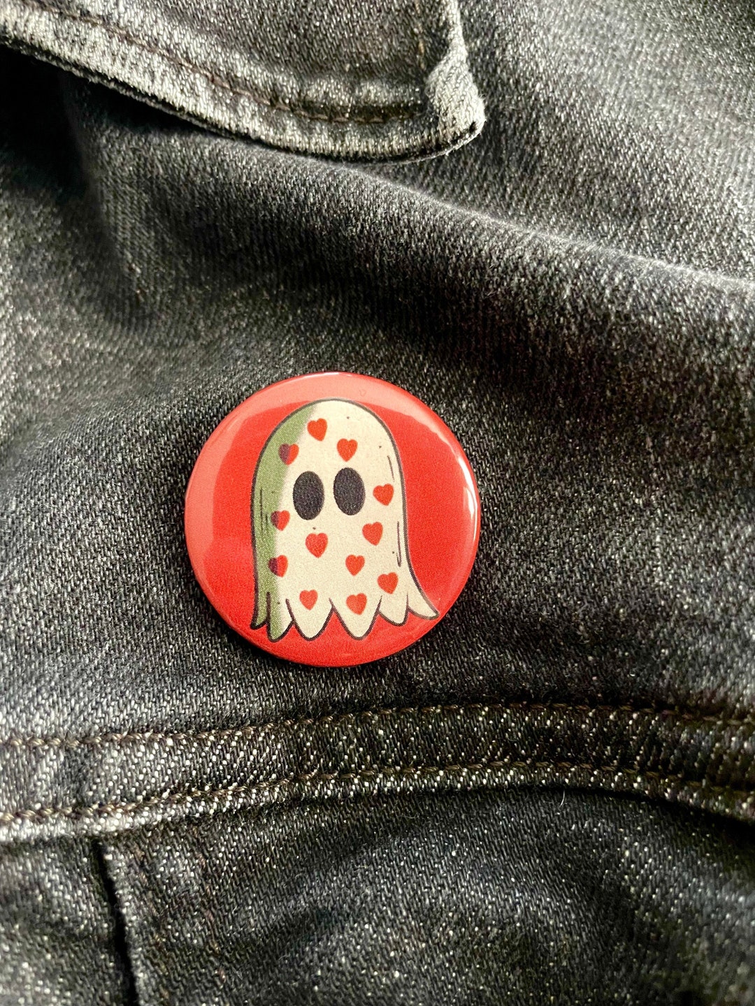 Heart Ghost Button | Cute Halloween Button | Cute Ghost Button | Ghost ...