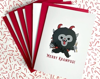 Cute Krampus Cards | Set of 5 | Original Art by Spooky Shake Studios