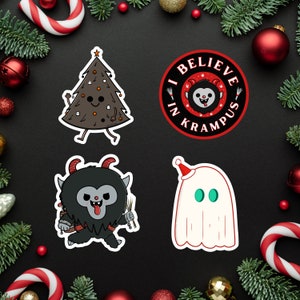 Spooky Holiday Sticker Pack | Creepmas Sticker Pack | Cute Holiday Stickers | Creepy Christmas Stickers | Krampus Stickers