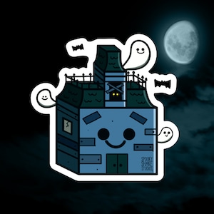 Cute Haunted House Sticker | Haunted House Decal | Kawaii Haunted House Art | Cute Spooky Sticker