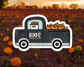 Pumpkin Truck Vinyl Sticker | Cute Fall Halloween Decor