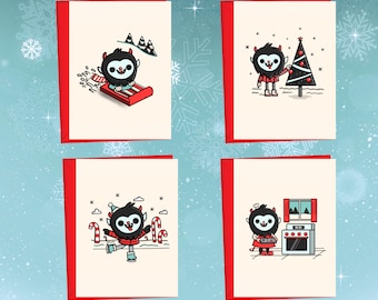 Cute Krampus Christmas Card Set | Spooky Holiday Greetings