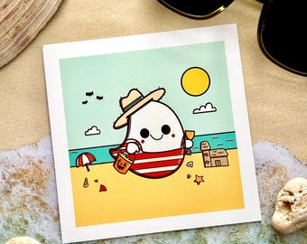 Summerween Ghost Art Print | Spooky Beach Decor