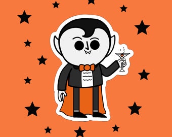 Dracula Sticker | Spooky Vampire Party, Water-Resistant Vinyl