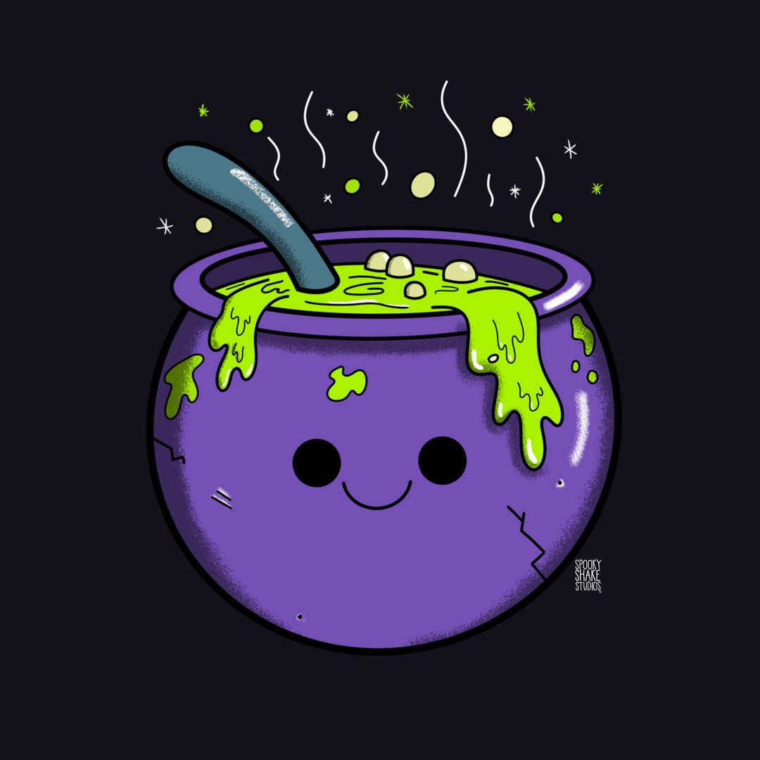 Cute Cauldron Print Cauldron Art Print Spooky Cute Art - Etsy
