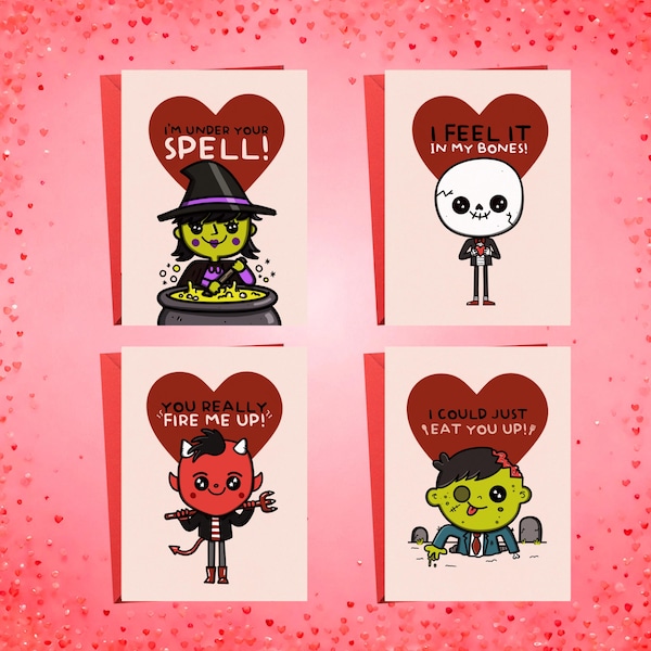 Monster Valentine Card Set 2: Spooky Anniversary Cards