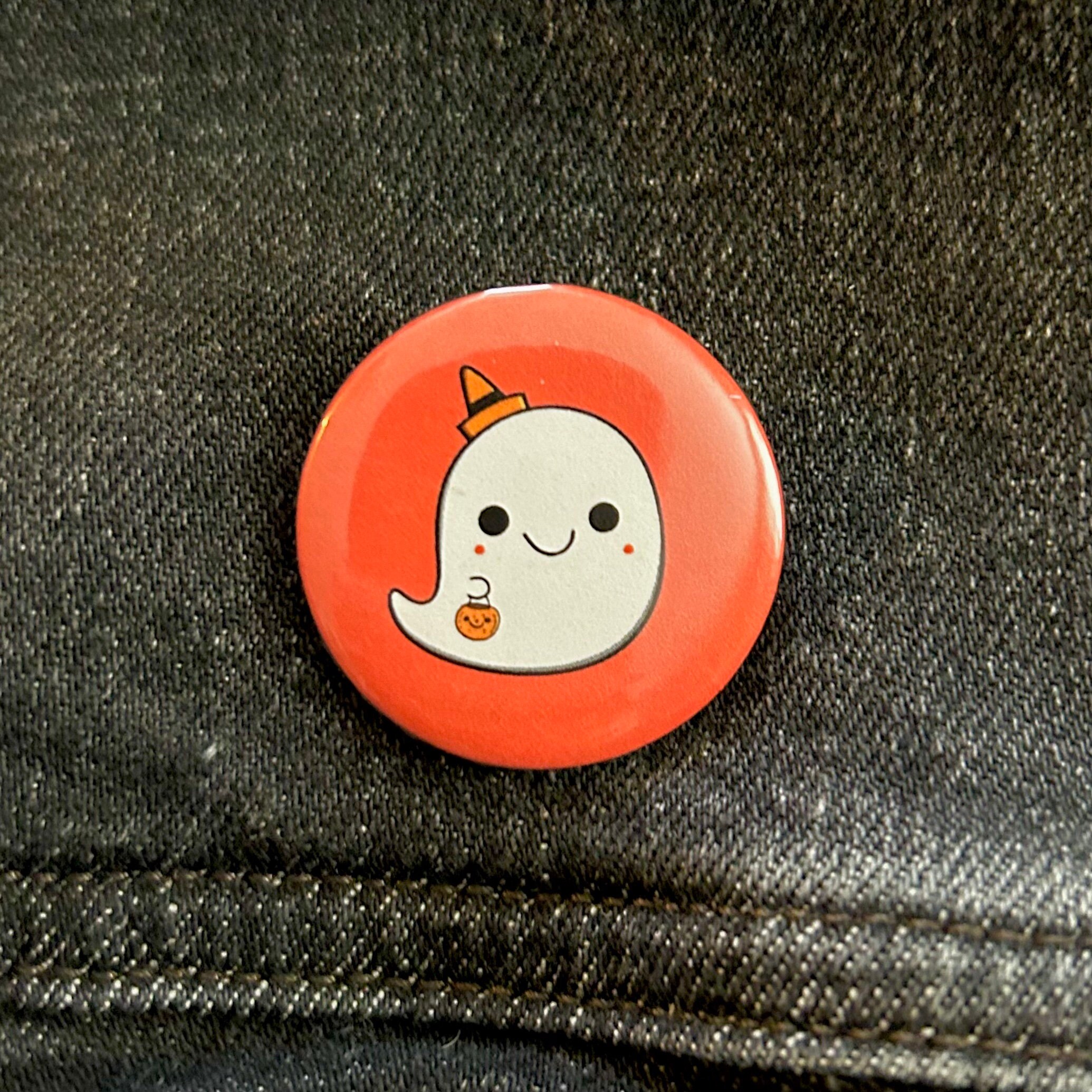 Cute Halloween Ghost Button | Kawaii Ghostie Pin (1.25" X 1.25") - Etsy
