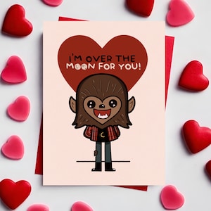 Spooky Valentine Card | Cute Werewolf Valentine Card | Valloween Card | Spooky Wolfman Anniversary Card