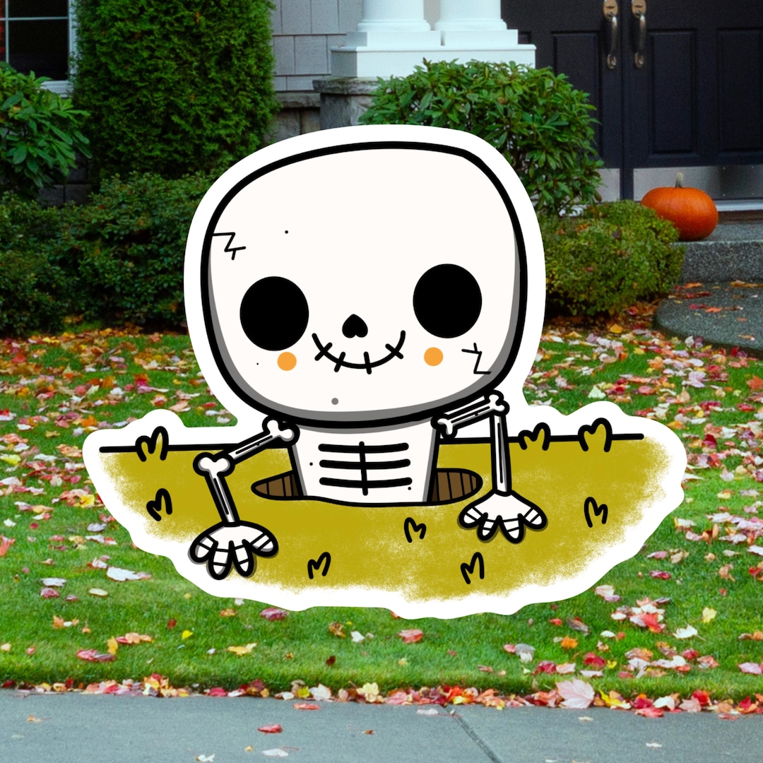 Cute Skeleton Sticker | Groundbreaking Halloween Decoration - Etsy