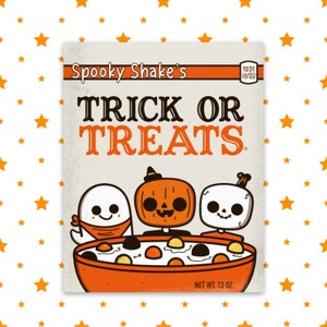Halloween Cereal Sticker: Spooky Trick or Treats Vinyl Decal
