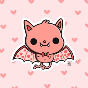 Valentine Bat Sticker | Spooky Cute Valentine Sticker | Heart Bat Sticker | Cute Valloween Sticker