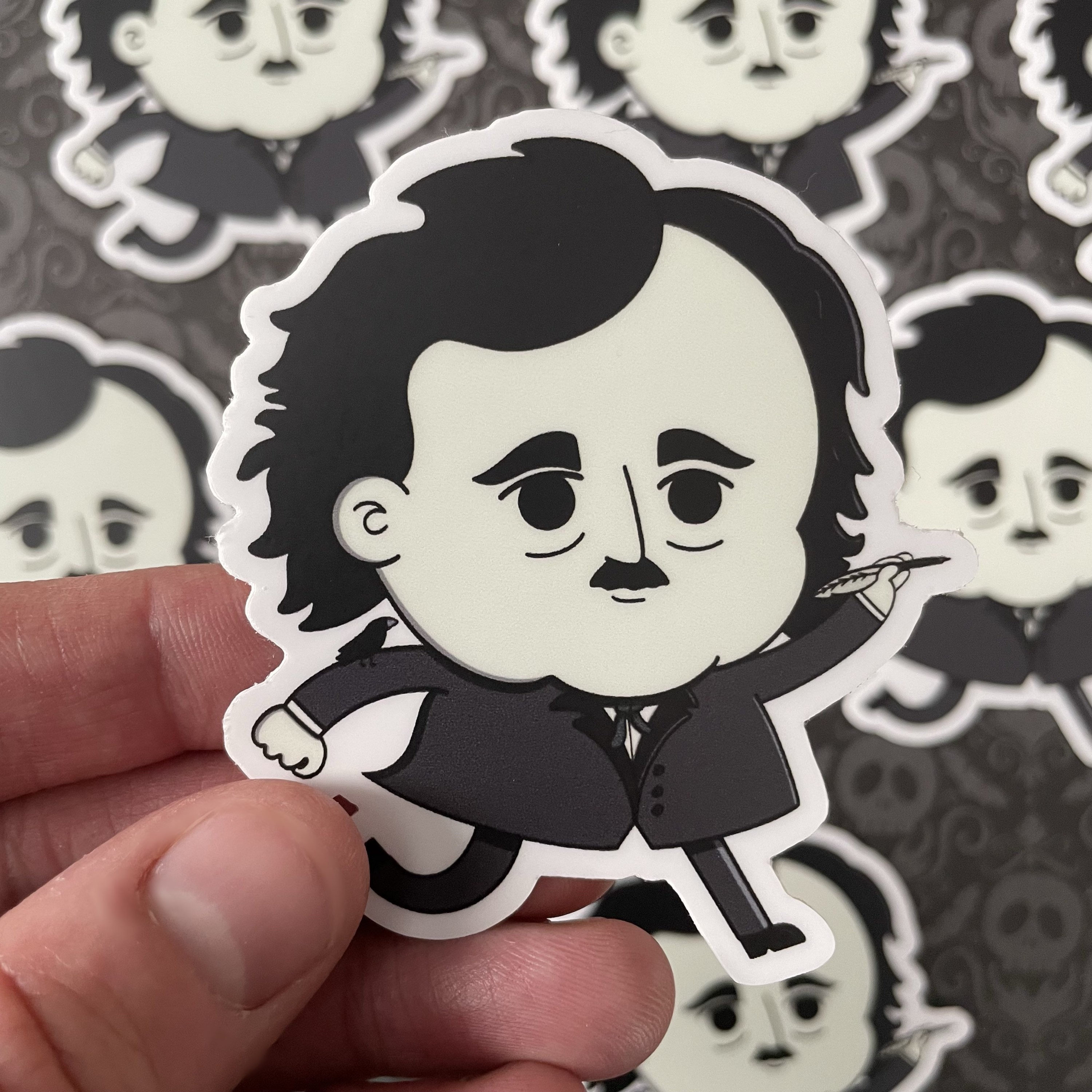 Edgar Allan Poe "Enjoy Your Insanity" Bumper Sticker - Vinyl Decal, 5 Inches, Waterproof - View #3