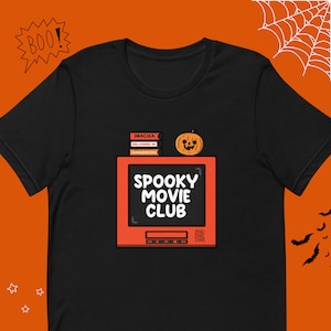 Spooky Movie Club T-Shirt: Retro Horror VHS Tape Design