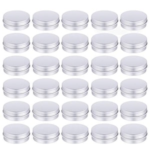 30 Pack Tin Cans Screw Top Round Metal Lip Balm Tins Containers with Lids (1oz)