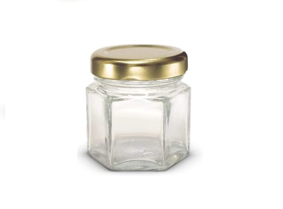 Set of 24, 1.5 oz Mini Hexagon Glass Jar with Lid (45 ml)