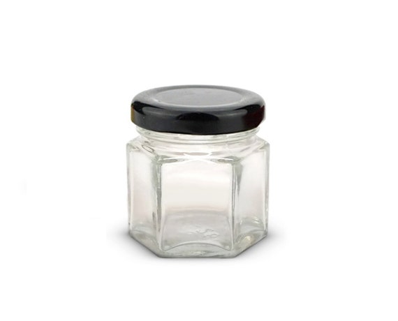 24 Pcs 1.5 Oz Glass Hexagon Jar With Gold Lids 