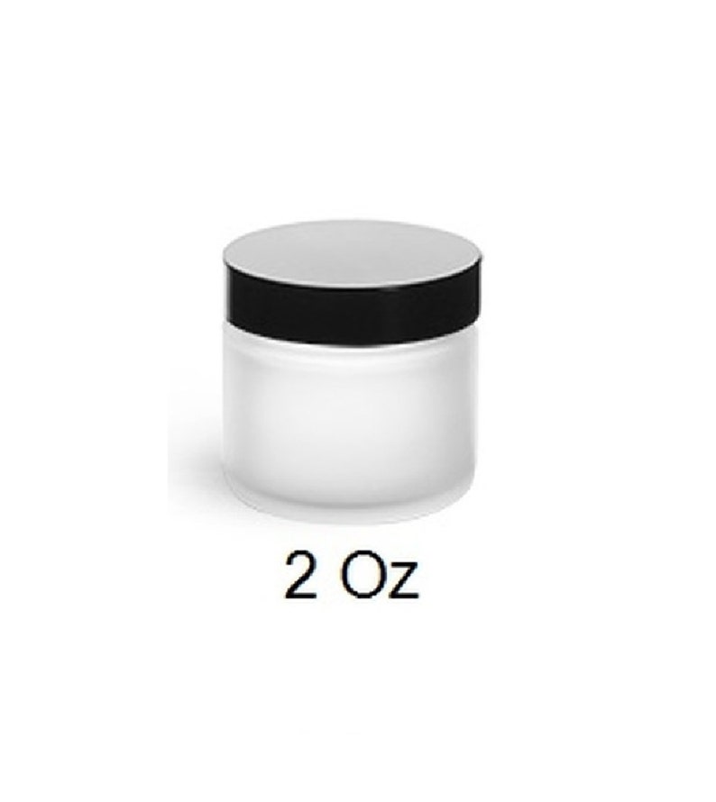2 Oz Frosted GLASS Jar Straight Sided W/ Black Plastic Lined Cap Pack