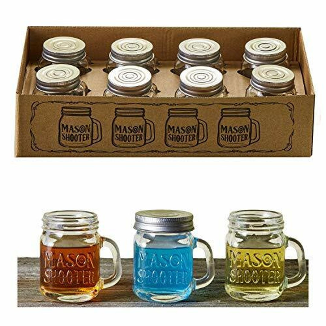 12-Pack Mini Mason Jar Shot Glasses with Lids, Bulk 2 Ounce