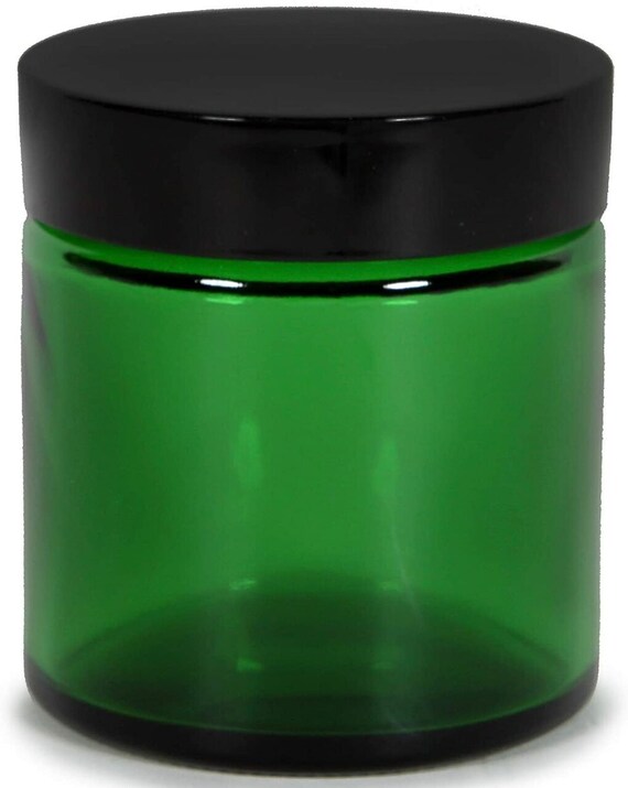 12 Pack, Green, 4 Oz, Round Glass Straight Sided Jars, With Inner