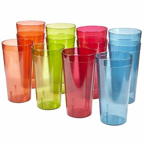 32-ounce Plastic Restaurant-style Tumblers Set of 12 in 4 Assorted Colors 