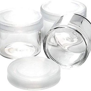 200 Pack) 5ml Thick Glass Containers with Black Lids - Concentrate Jars for  Oil, Lip Balm, Wax, Cosmetics