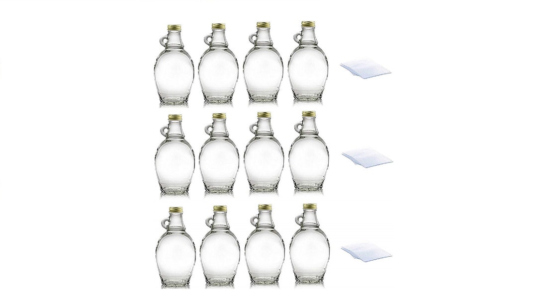 8 Oz Empty Glass Syrup Bottles for Canning With Metal Lids Etsy