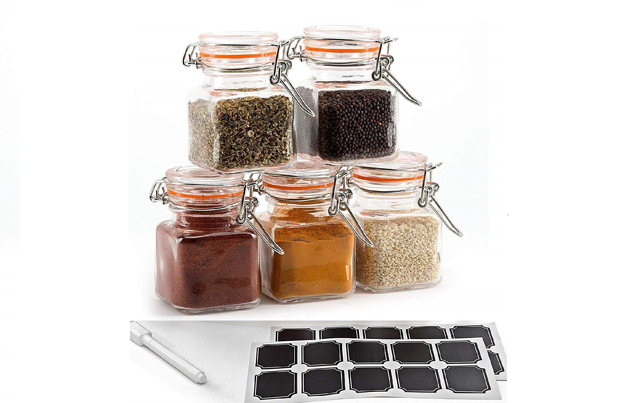 Pengpengfang 2 Pcs Spice Jar with Lid Clear Detachable Reusable