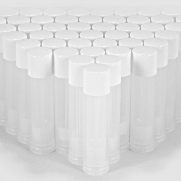 50 pcs, Empty Lip Balm Containers - Make Your Own Lip Balm, Empty Tubes - 3/16 Oz (5.5ml) (White Cap)