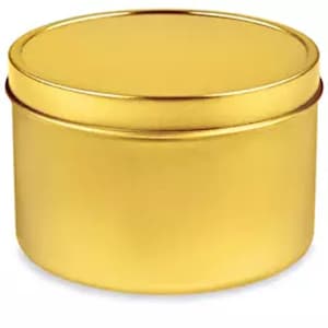 Deep Metal Tins - Round, 16 oz, Solid Lid, Gold-Pack of 48