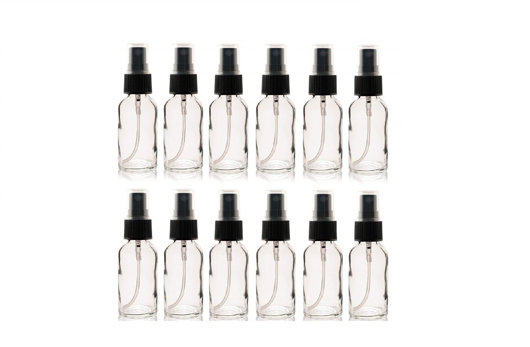 12 Pack Clear Boston Round Glass Bottles Jar With Gold Dropper