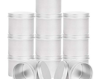 12 Pieces Metal Tins Candle Jars Candle Containers- 8 oz - Silver