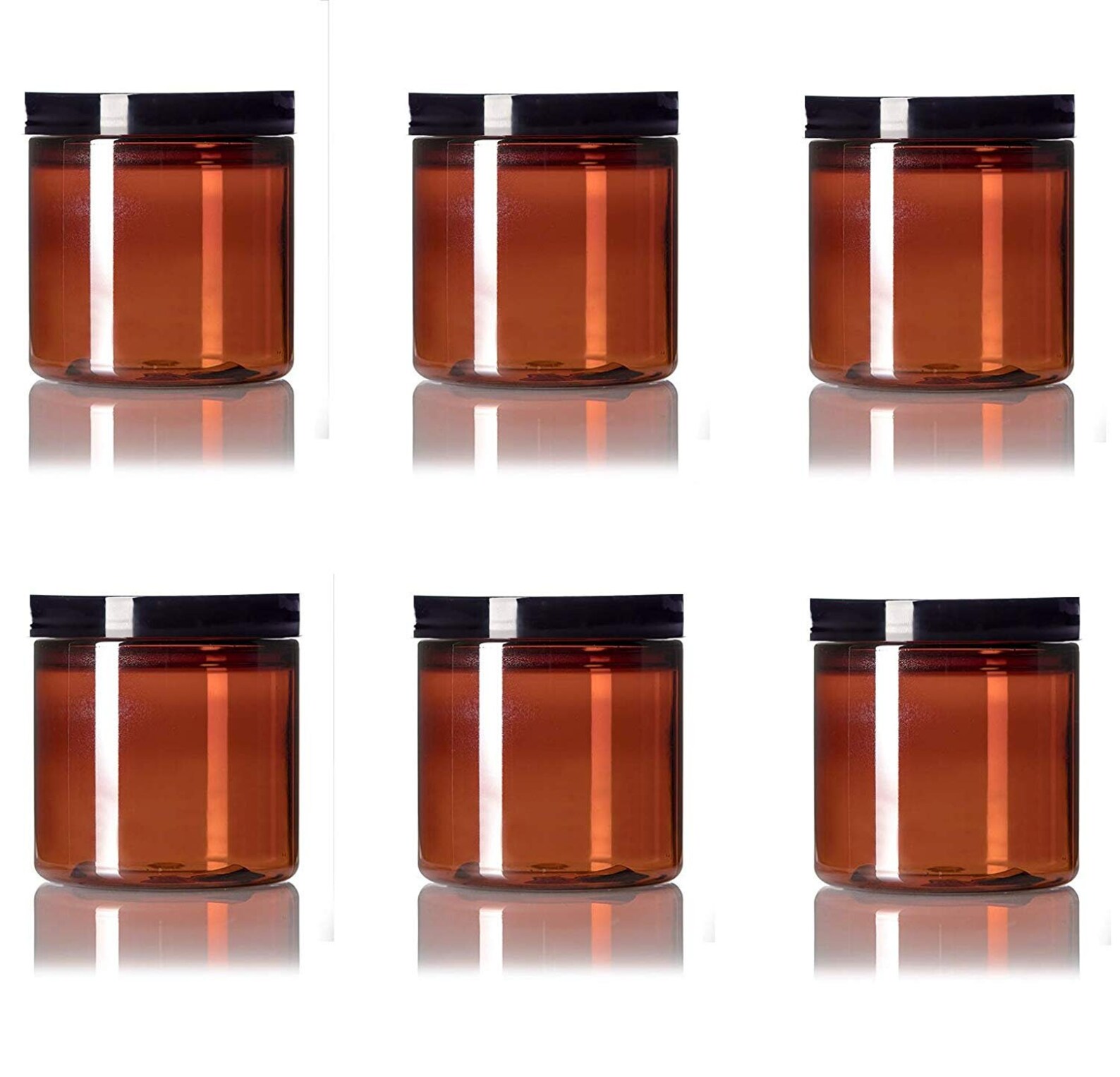 8 Oz Amber Plastic Jar Straight Sided With Black Lid Pack of 6 - Etsy