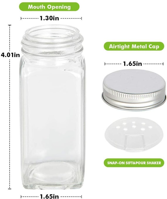 Glass Spice Jars/Bottles/Shakers 4 Oz Empty Square Spice