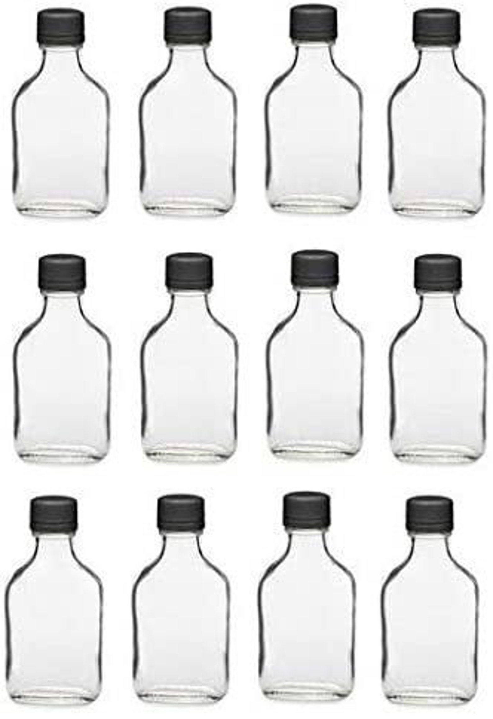 12 Pack 100ml Glass Flask Bottles With Black Tamper Evident Etsy
