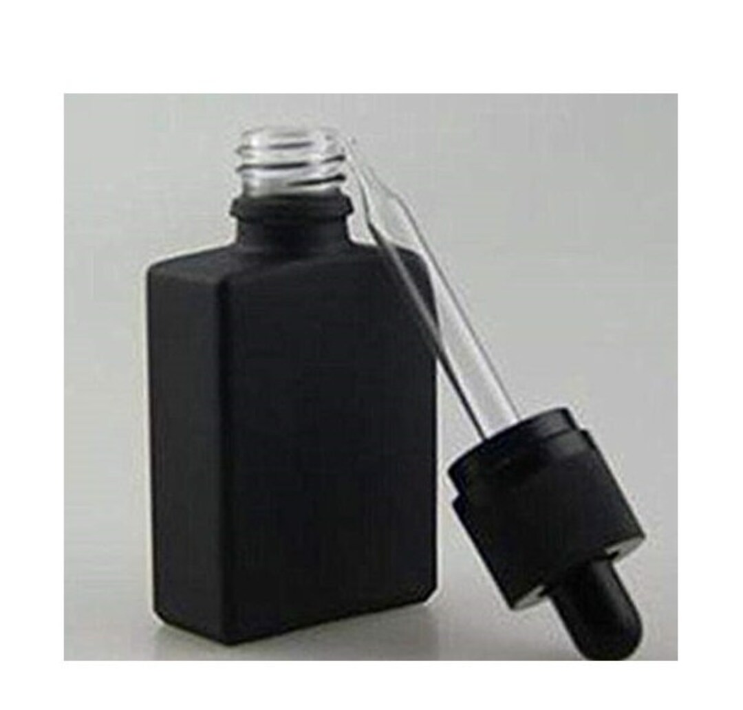 1 Oz Black Square Glass Bottle UV Resistant With Temper Evident Eye ...