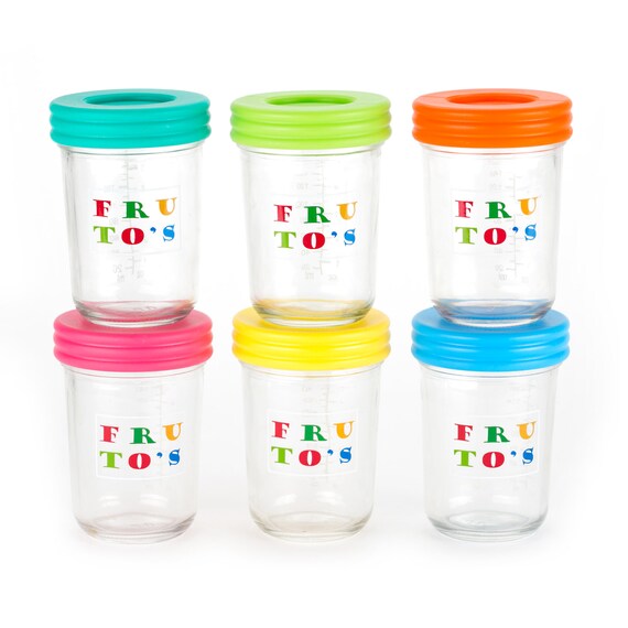 Glass Baby Food Storage Containers Set Contains 6 Large 