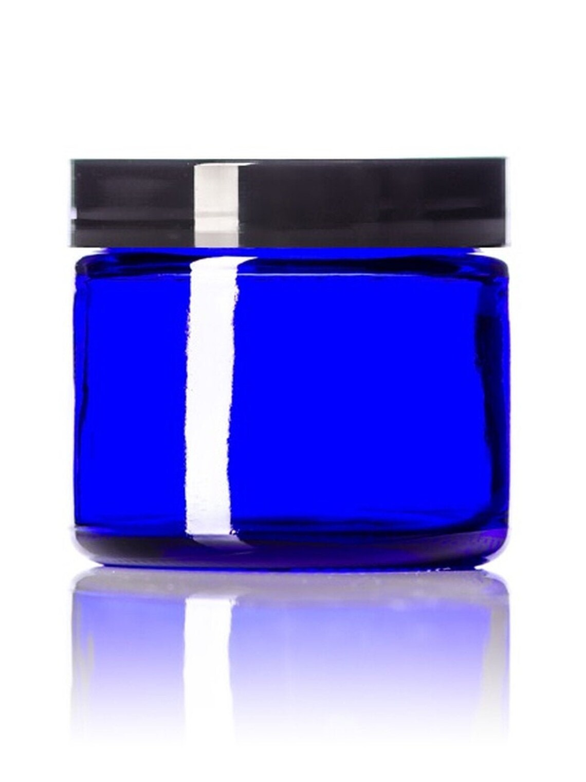 2 Oz Cobalt BLUE GLASS Jar Straight Sided W/ Plastic Lined Etsy