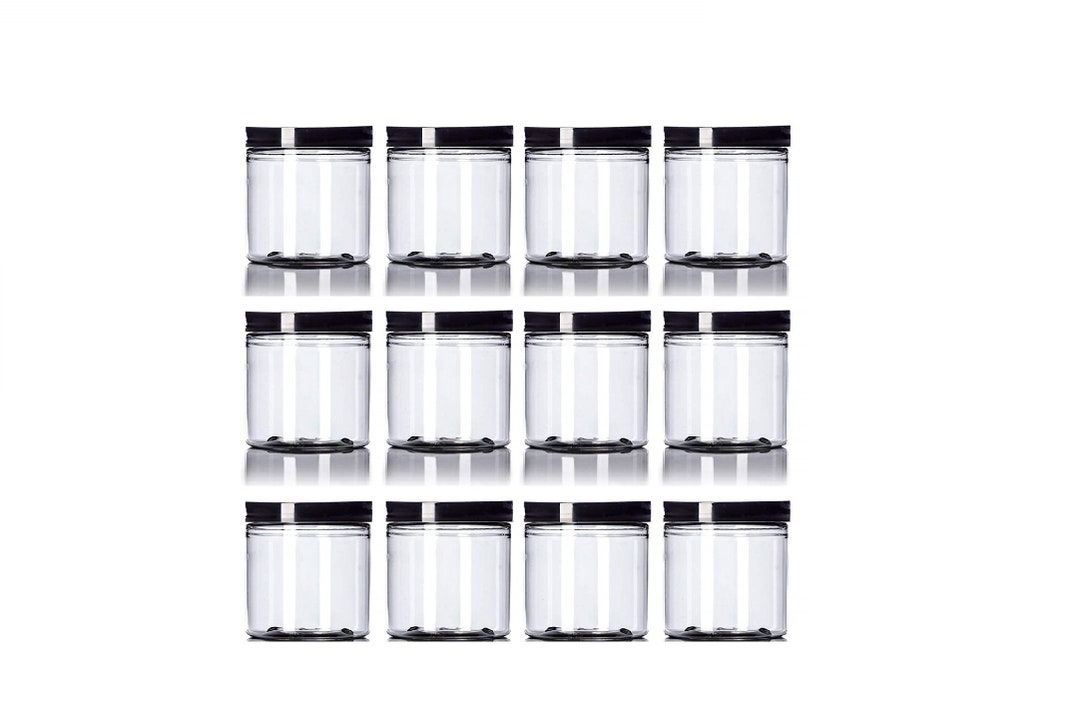 8 Oz Clear Plastic Jar W/ Cap pack of 12 - Etsy