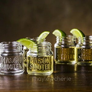 Mason Jar Shot Glasses with Lids (Set of 8) Mini Mason Shooter Glass - 2 Ounces - For Drinks, Liquor, Favors