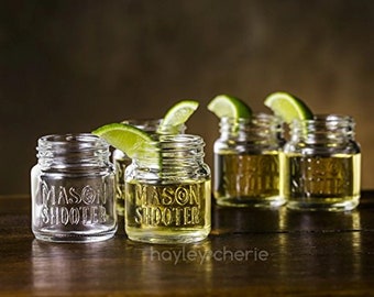 Mason Jar Shot Glasses with Lids (Set of 8) Mini Mason Shooter Glass - 2 Ounces - For Drinks, Liquor, Favors