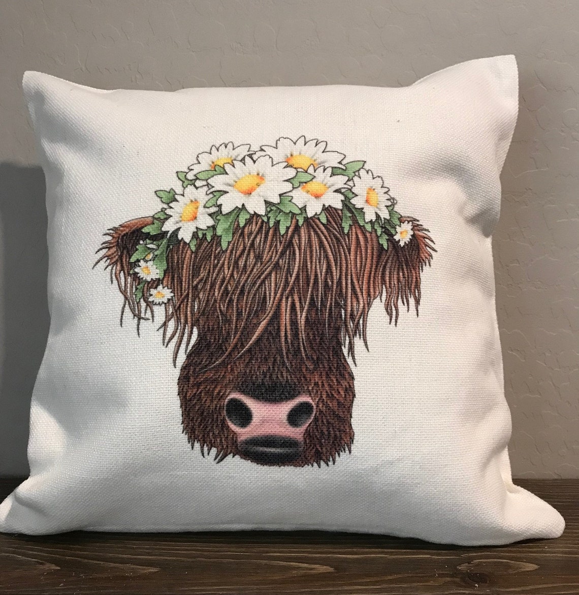 Brown Highland Cow pillow cover home decor Etsy