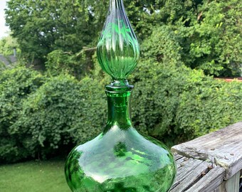 ONE DECORATIVE COLORED 11"  tall GLASS  Fauceted BOTTLE ~ TEAR DROP SHAPE ~ new 
